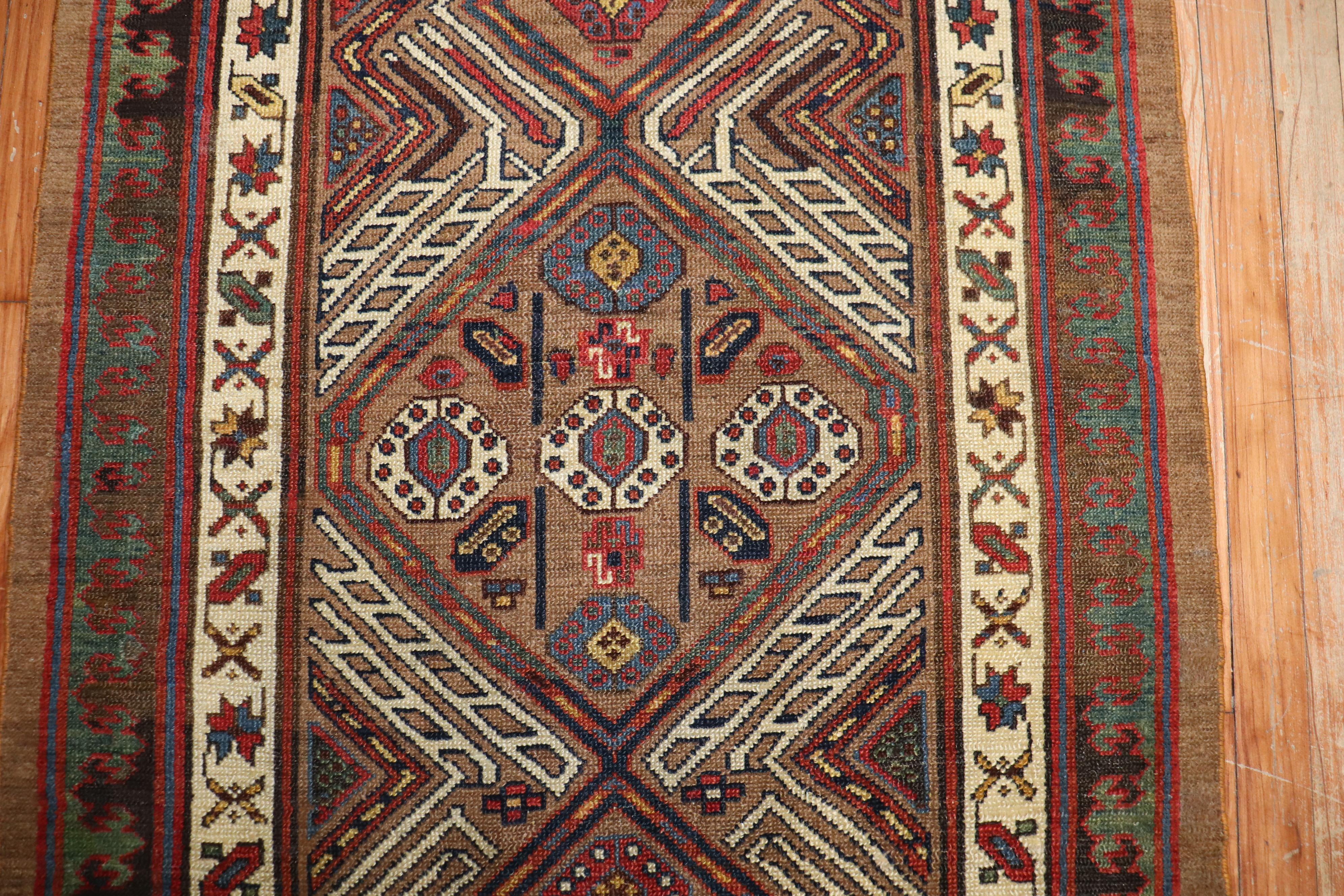 Wool Early 20th Century Camel Tribal Persian Serab Runner For Sale