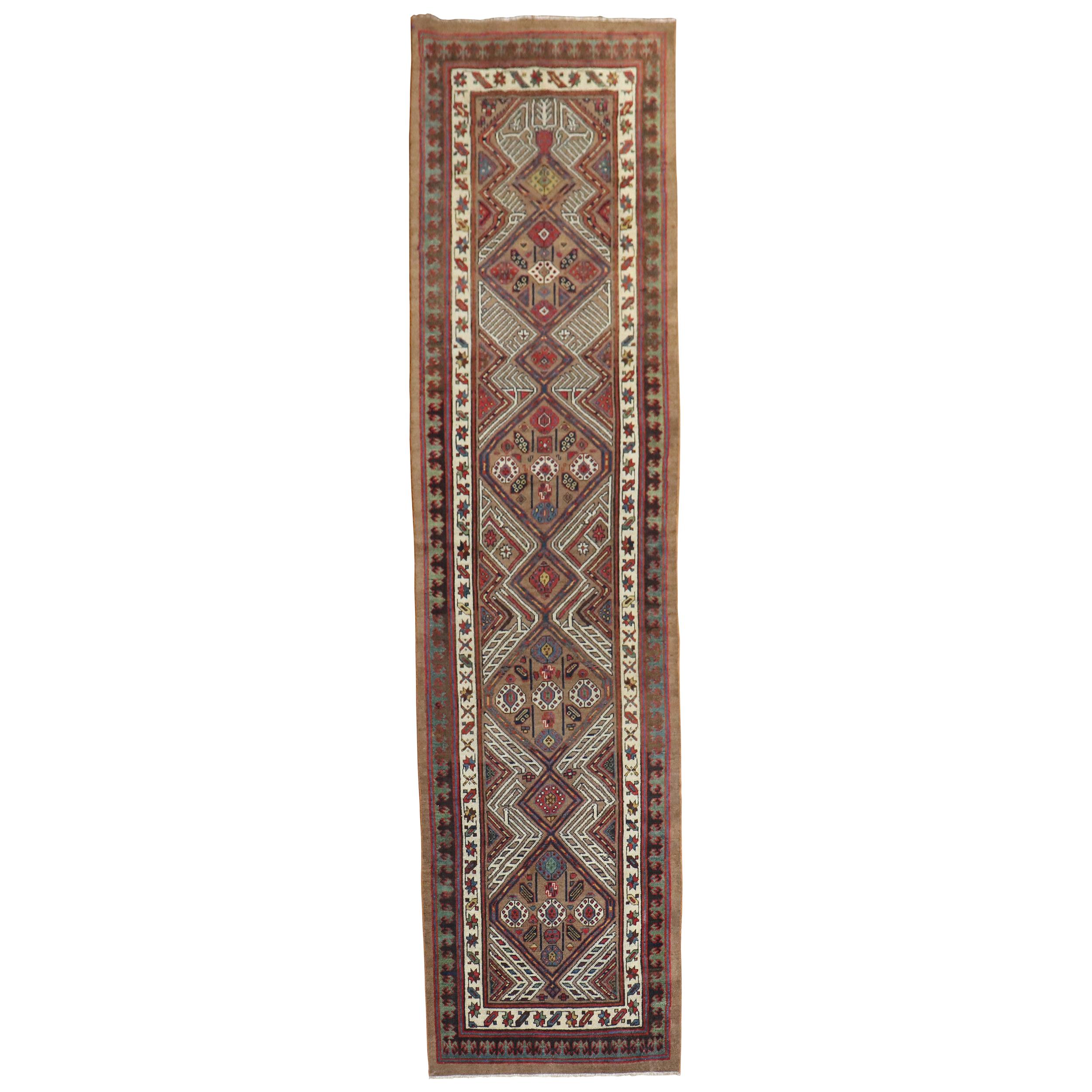 Early 20th Century Camel Tribal Persian Serab Runner For Sale