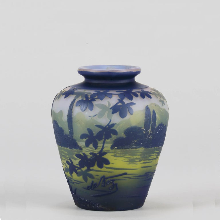 Early 20th Century Cameo Glass entitled "Landscape Vase" by De Vez For Sale  at 1stDibs