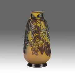 Early 20th Century Cameo Glass entitled "Sorbier Soufflé" Vase by Gallé