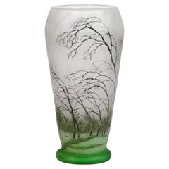 Early 20th Century Cameo Glass "Rain Landscape" Vase by Daum Freres