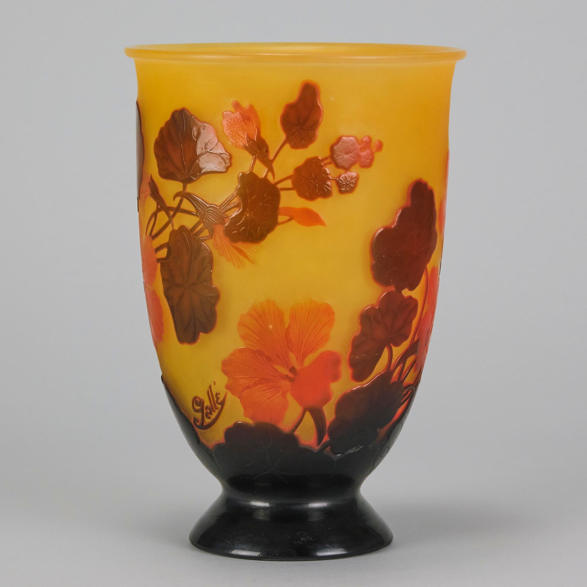 Art Nouveau Early 20th Century Cameo Glass Vase Entitled 