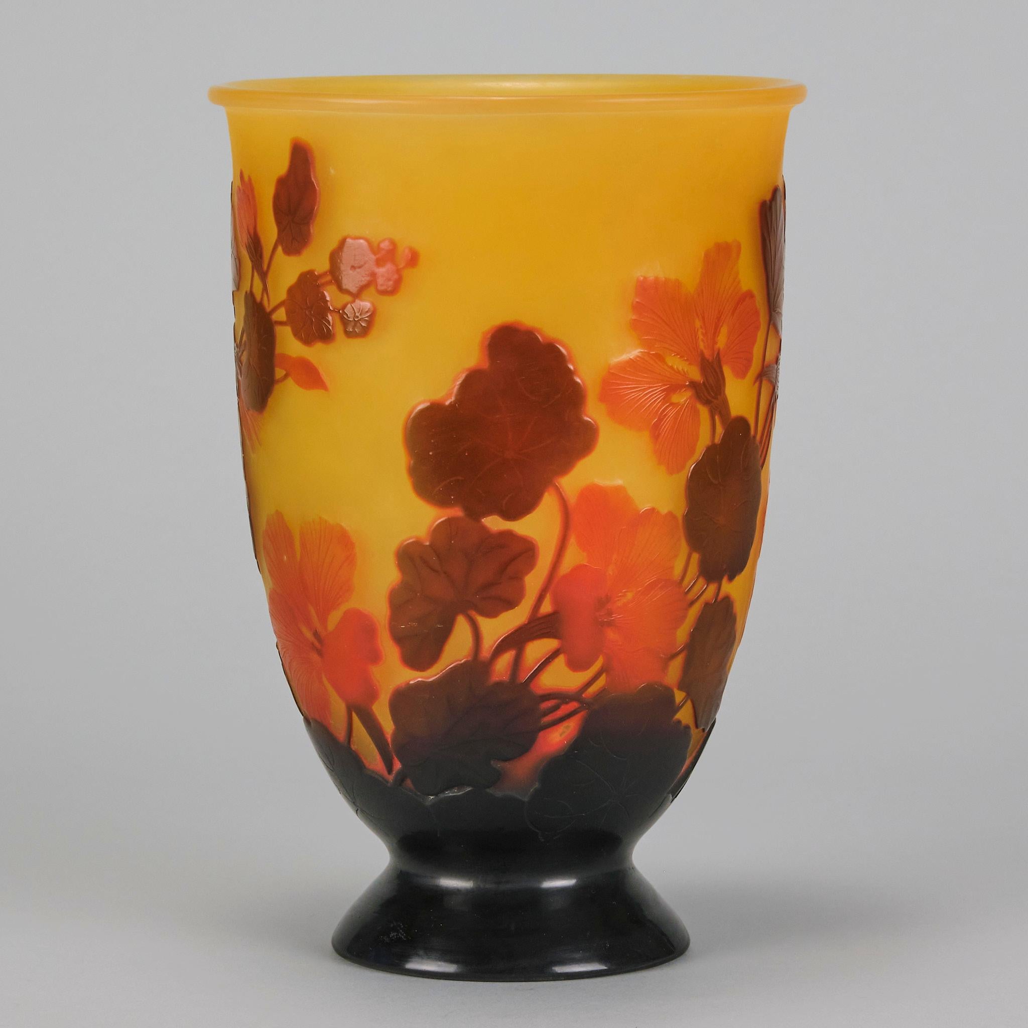 French Early 20th Century Cameo Glass Vase Entitled 