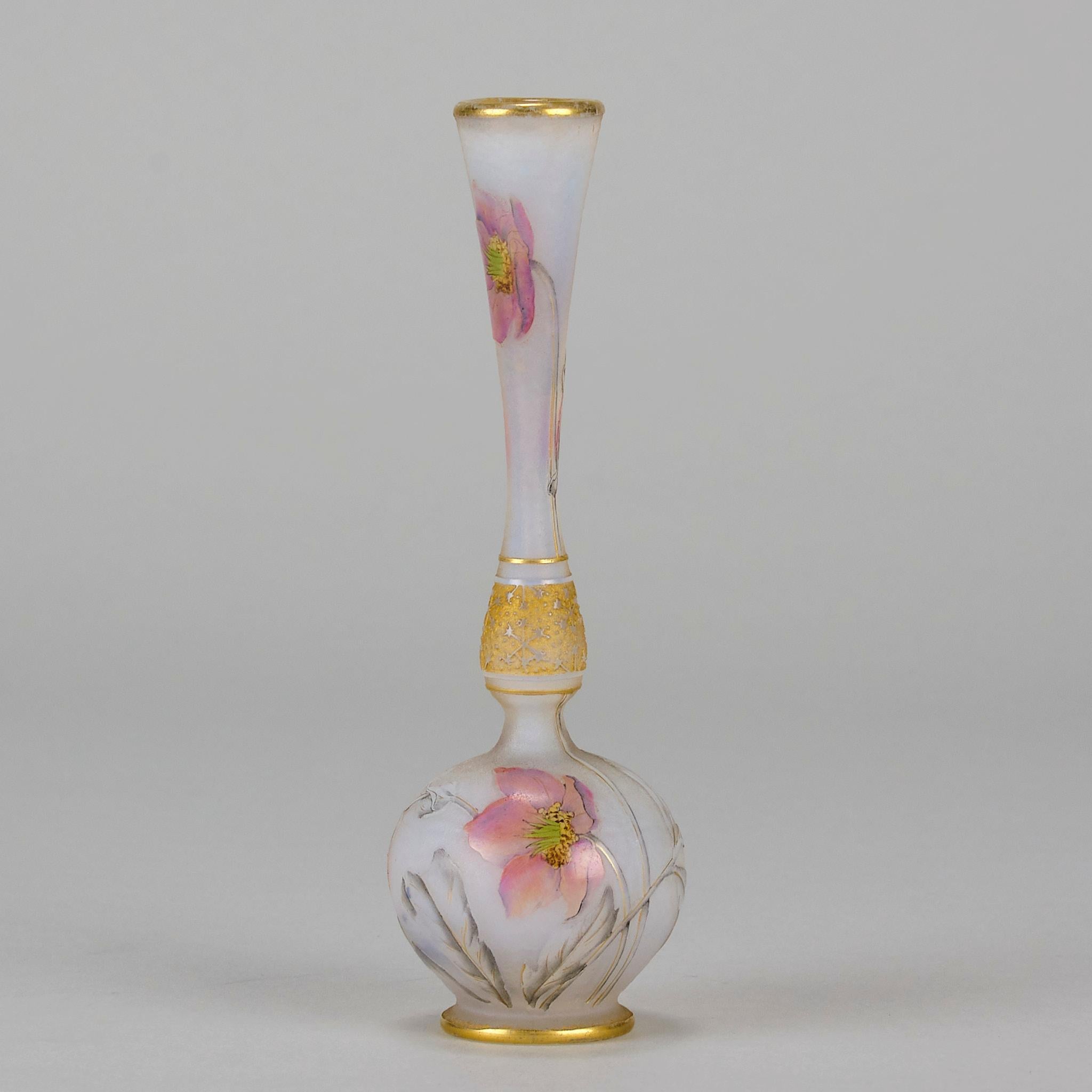 Art nouveau Vase en verre camée du début du 20e siècle intitulé 