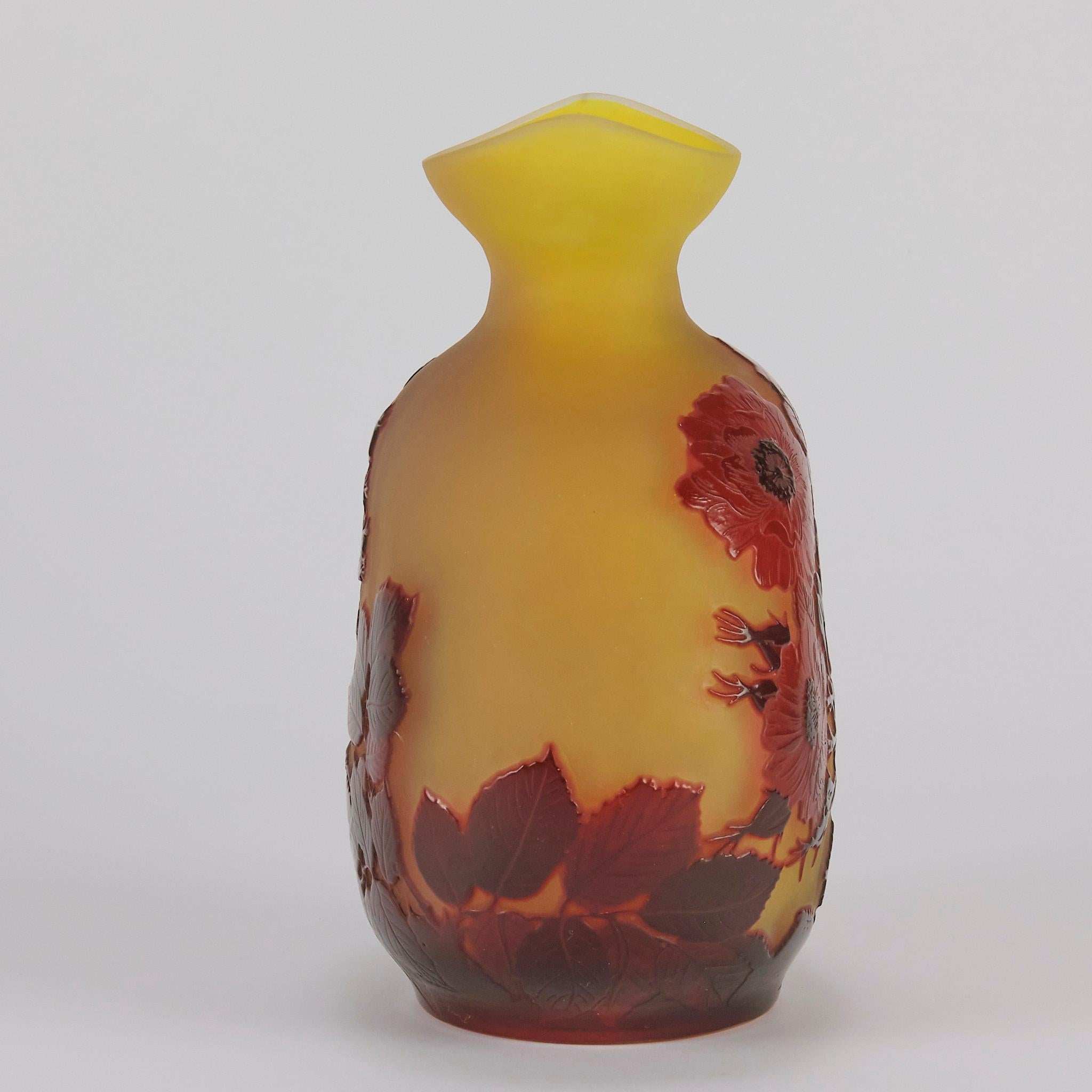 Glass Early 20th Century Cameo Vase Entitled 