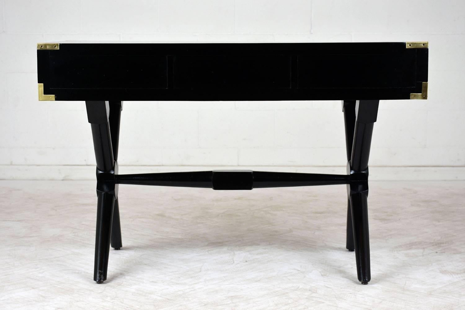 Early 20th Century Ebonized Campaign-Style Desk In Good Condition In Los Angeles, CA