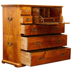 Early 20th Century Camphor Campaign Secretaire Chest