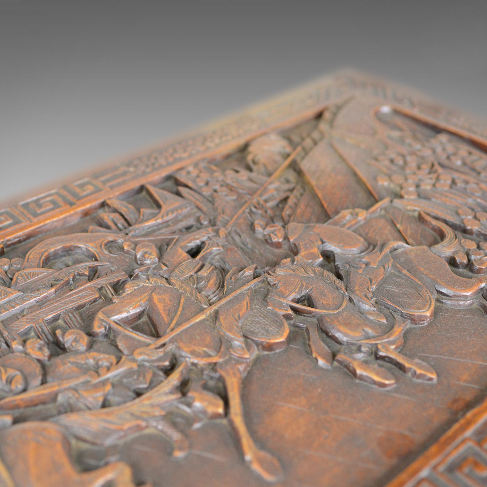Other Early 20th Century Camphor Wood Chest, Oriental, Carved Scenes, Trunk circa 1930