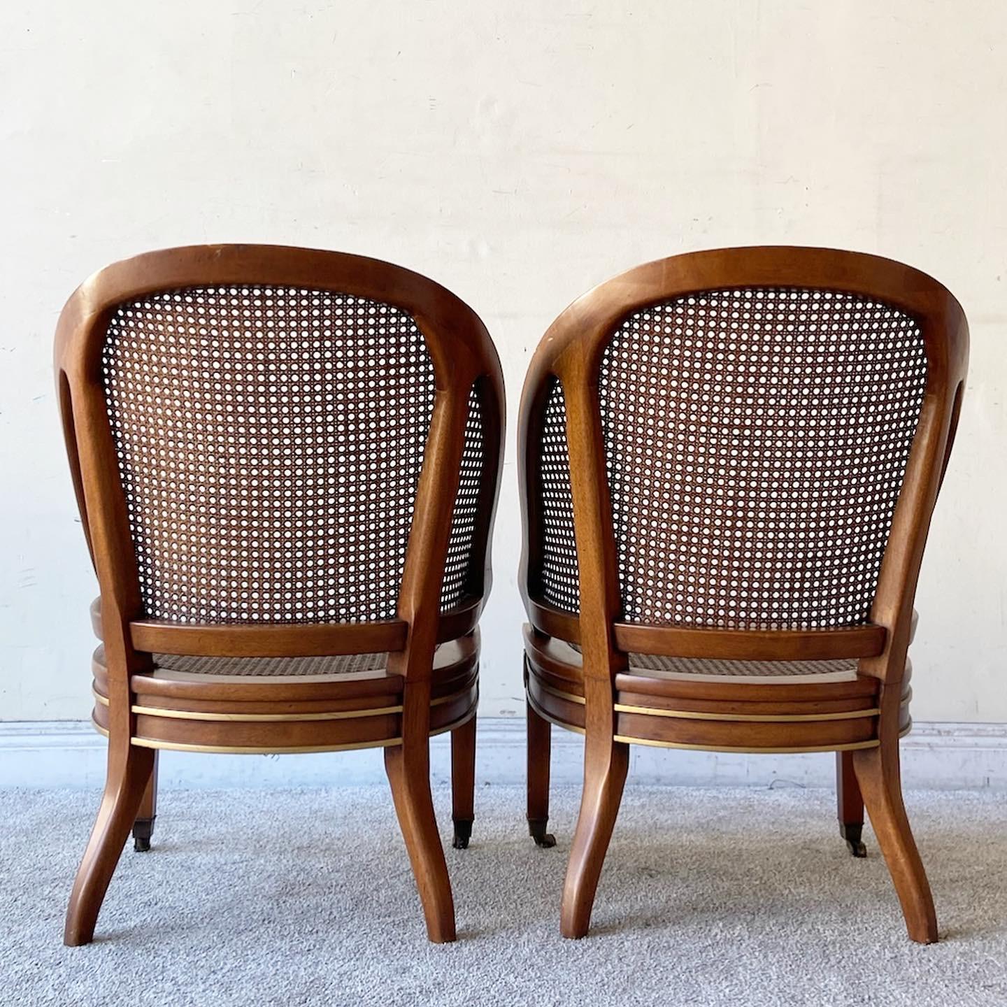 American Early 20th Century, Cane Club Chairs on Casters