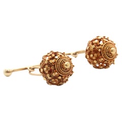 Early 20th Century Cannetille Filigree 14 Karat Gold Cufflinks
