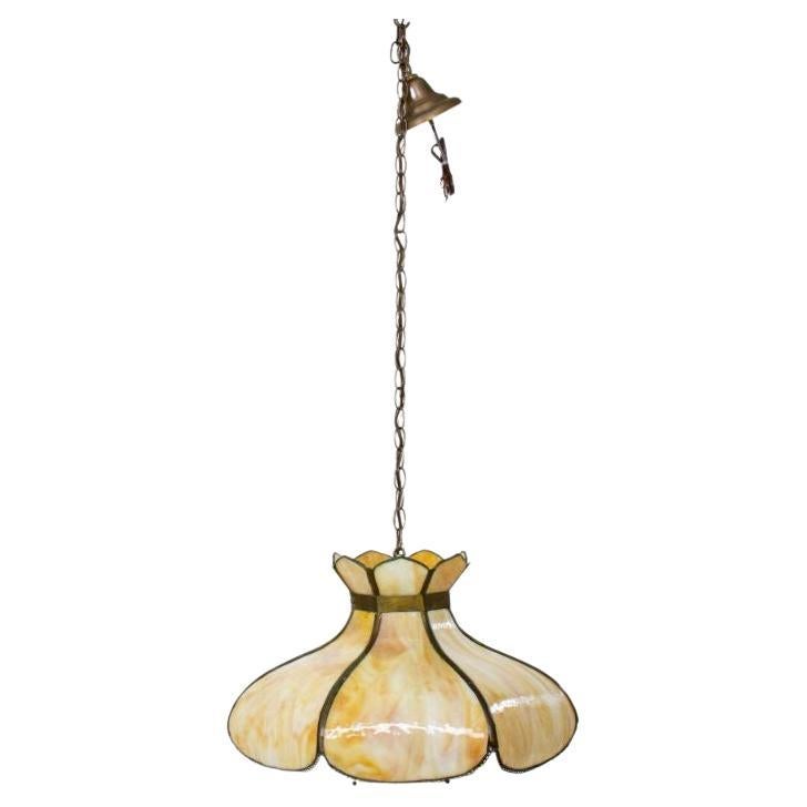 Early 20th Century Caramel Slag Glass Hanging Light