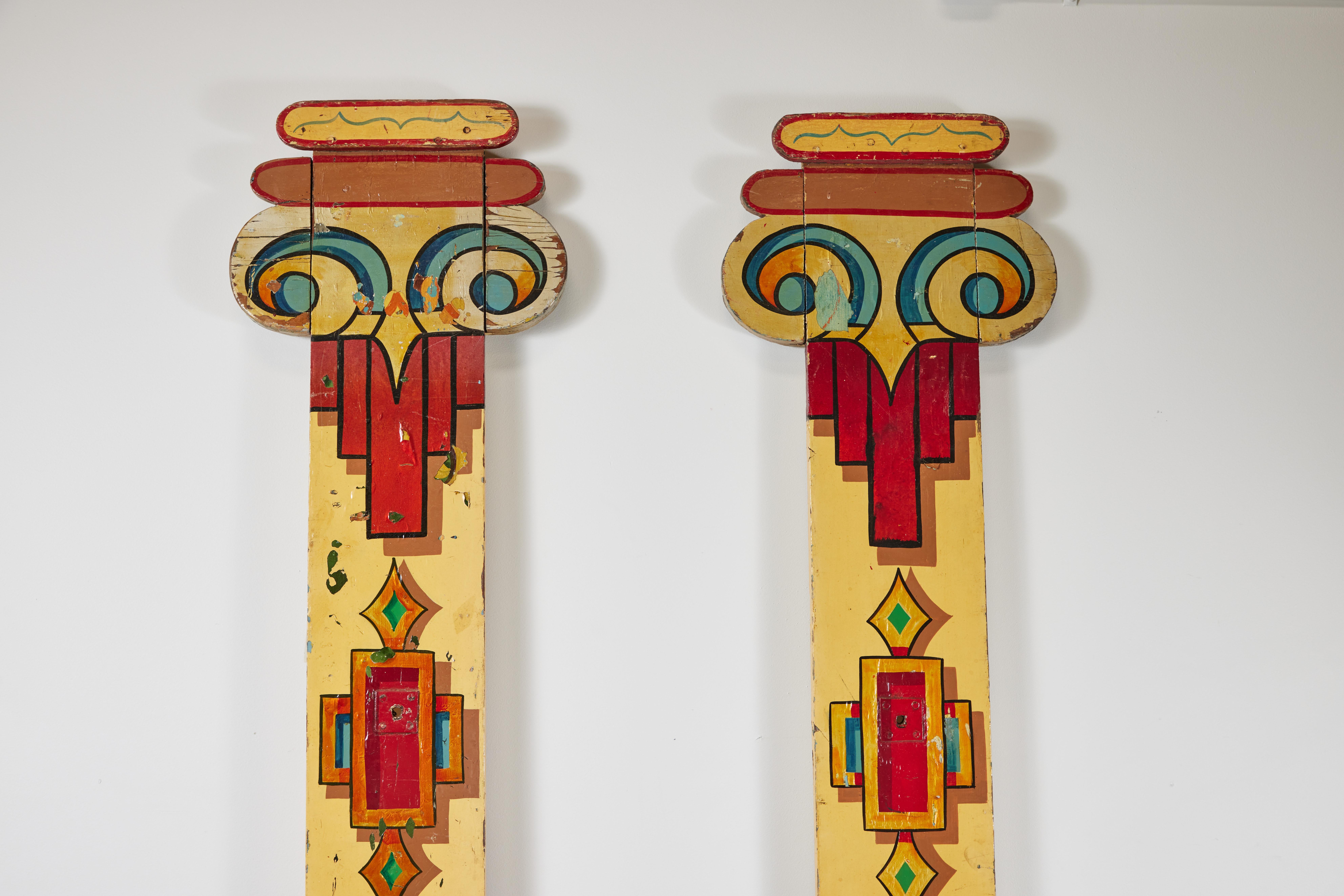Folk Art Early 20th Century Carnival Carousel Funhouse Architectural Columns For Sale