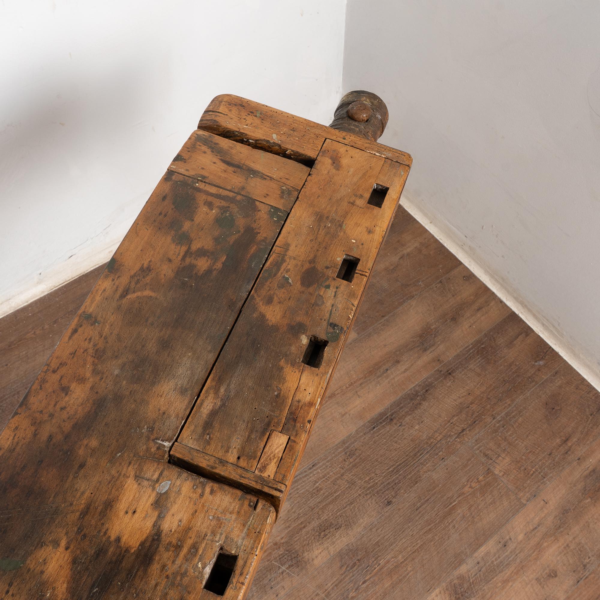 Early 20th Century Carpenters Workbench Rustic Narrow Console Table For Sale 5