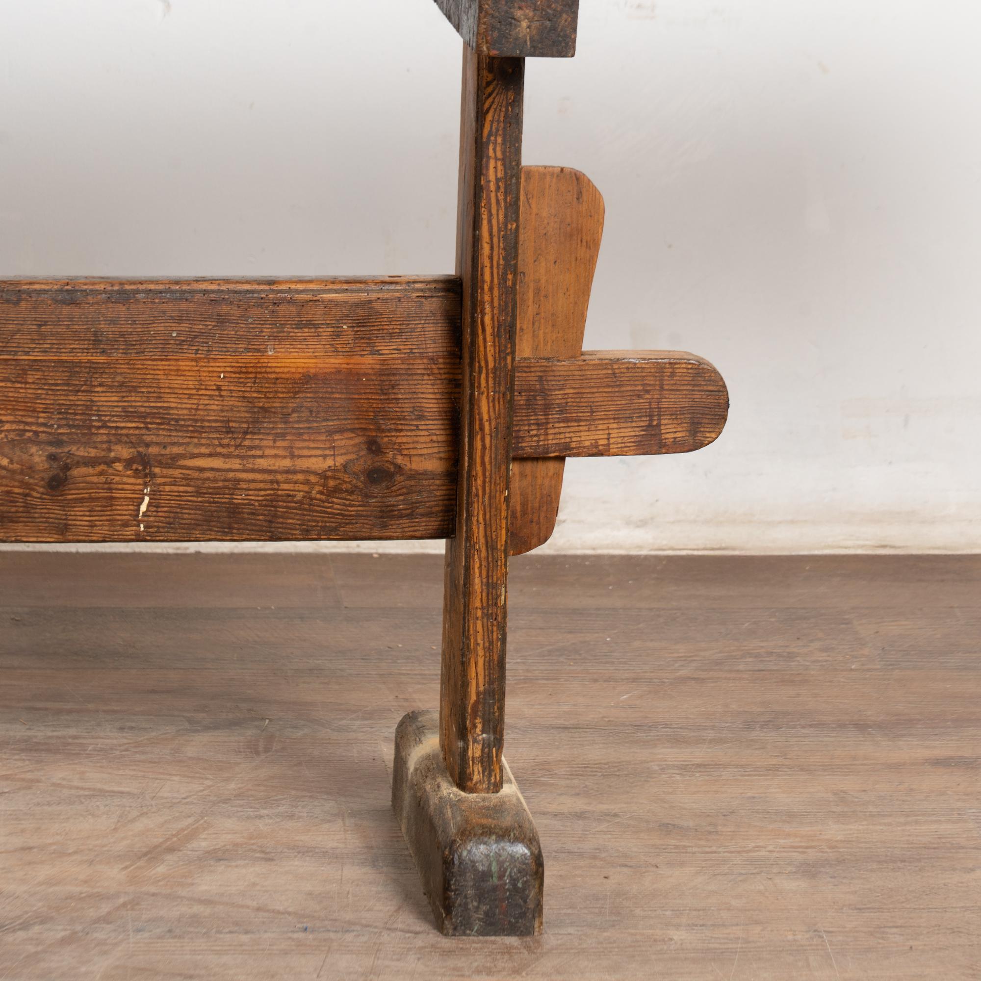 Early 20th Century Carpenters Workbench Rustic Narrow Console Table For Sale 6