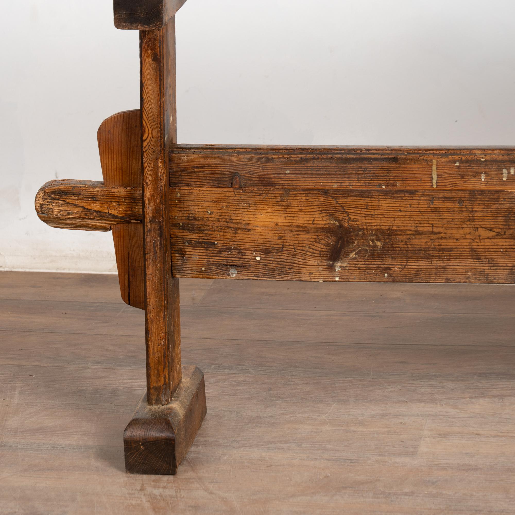 Early 20th Century Carpenters Workbench Rustic Narrow Console Table For Sale 7