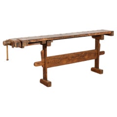 Early 20th Century Carpenters Workbench Rustic Narrow Console Table