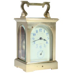 Early 20th Century Carriage, Travel Clock with Alarm, Signed Behrens Lübeck