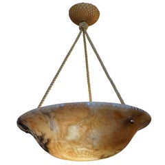 Early 20th Century Carved Alabaster Light Fixture, circa 1920