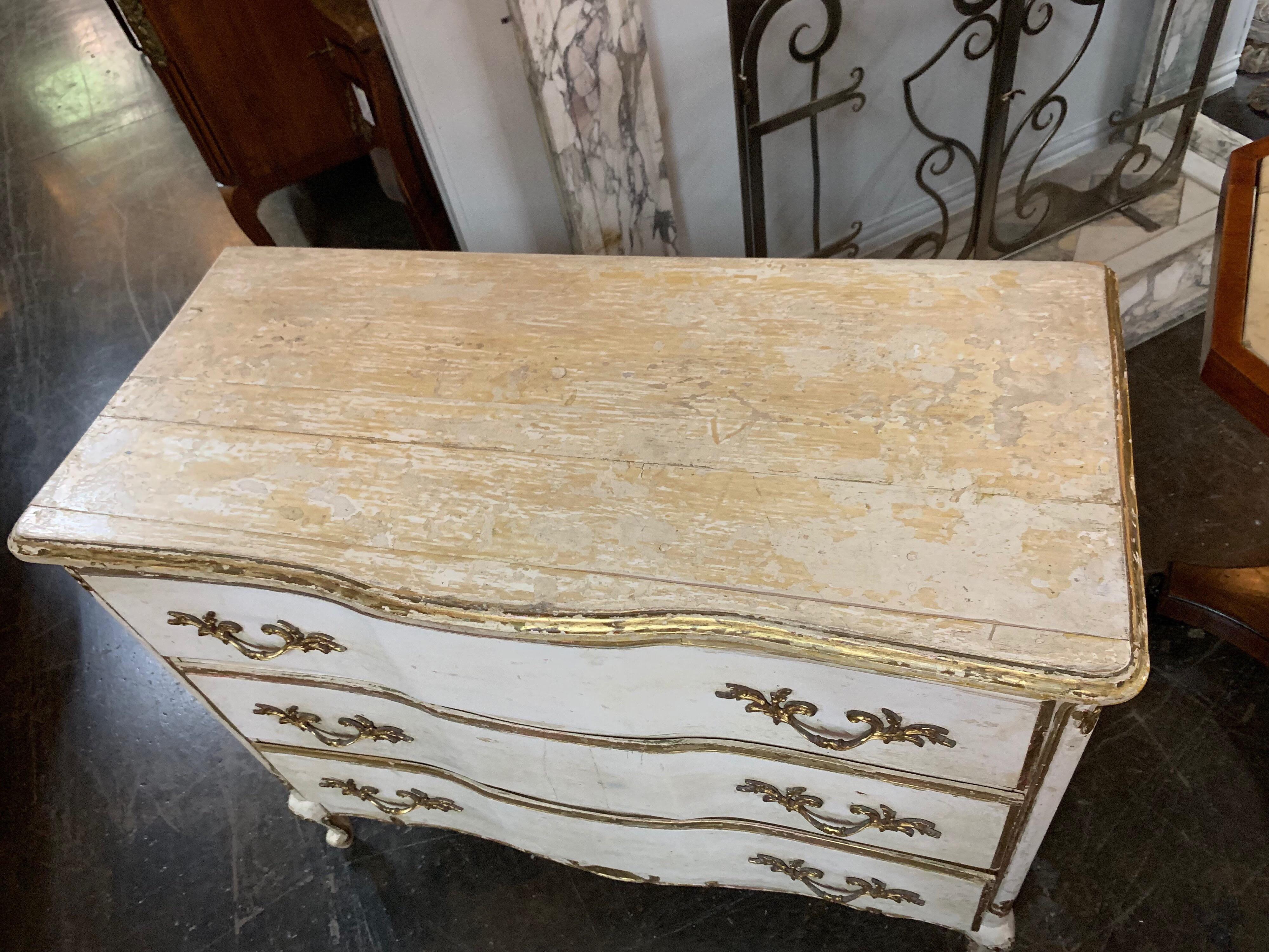 Very nice carved and painted chest, shabby chic style. Has gold highlights and handles. Adorable!