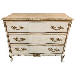 Early 20th Century Carved and Painted Shabby Chic Chest