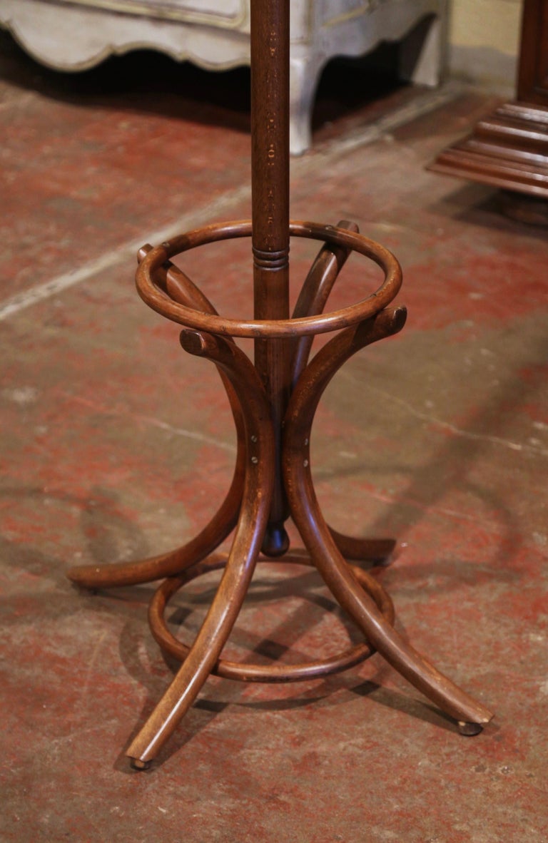 Early 20th Century Carved Bentwood Coat Stand with Umbrella Ring Style at 1stDibs