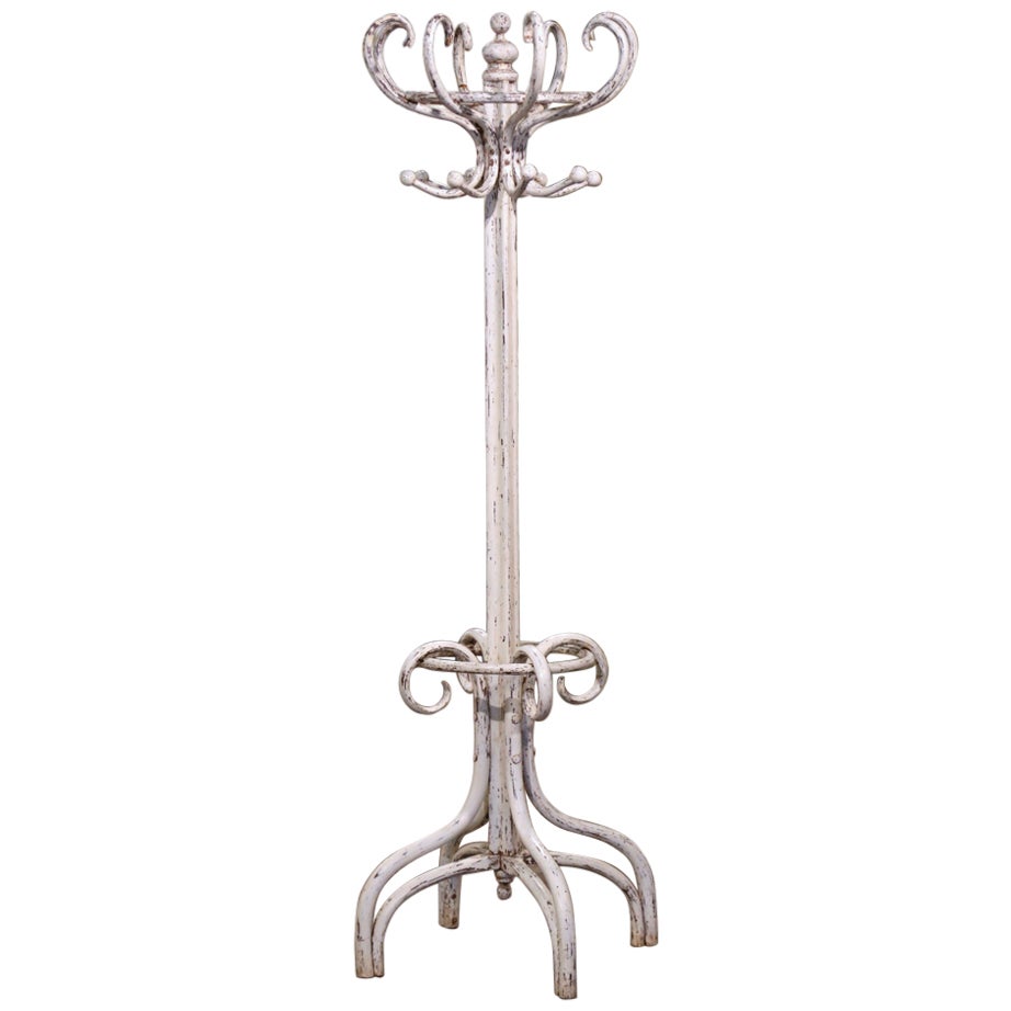 Early 20th Century Carved Bentwood Painted "Perroquet" Coat Rack Thonet Style