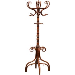 Early 20th Century Carved Bentwood Swivel "Perroquet" Coat Stand Thonet Style