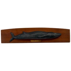 Antique Early 20th Century Carved Blue Whale Plaque