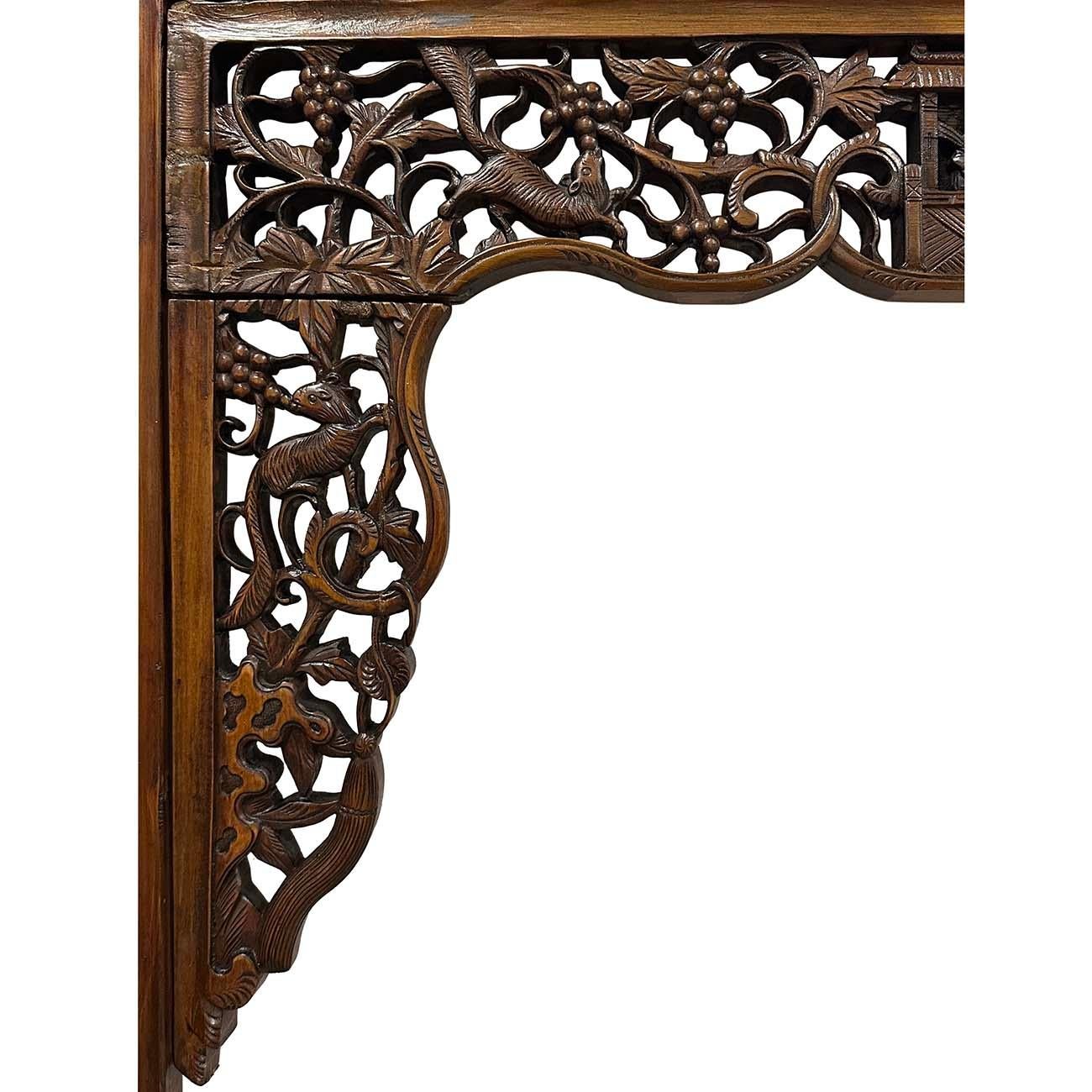 Early 20th Century Carved Chinese Wedding Bed Fascia/Bed header For Sale 4