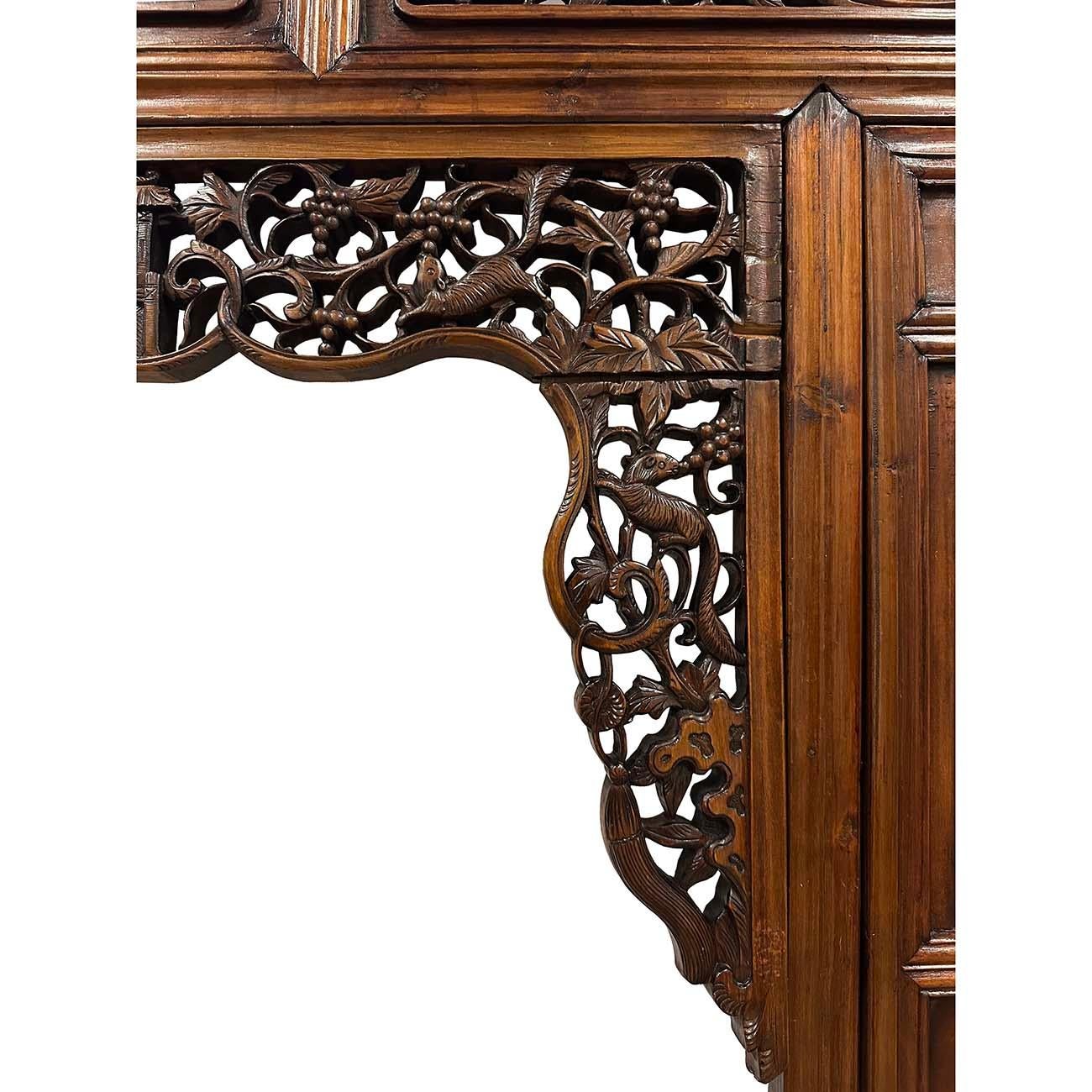 Early 20th Century Carved Chinese Wedding Bed Fascia/Bed header For Sale 5