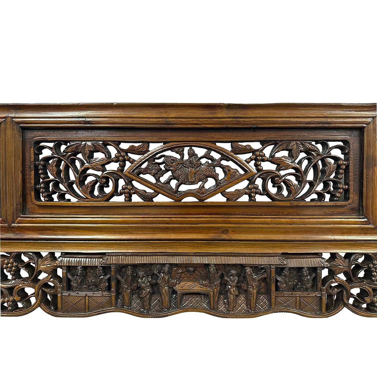 Early 20th Century Carved Chinese Wedding Bed Fascia/Bed header For Sale 2