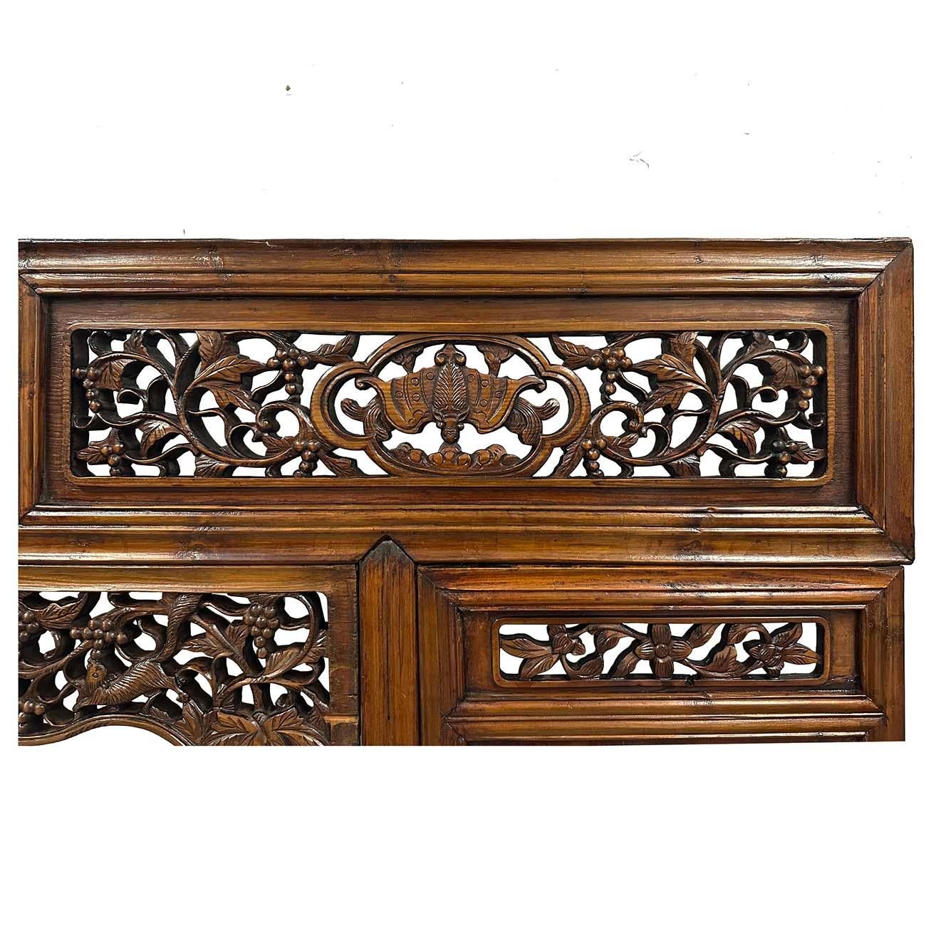 Early 20th Century Carved Chinese Wedding Bed Fascia/Bed header For Sale 3