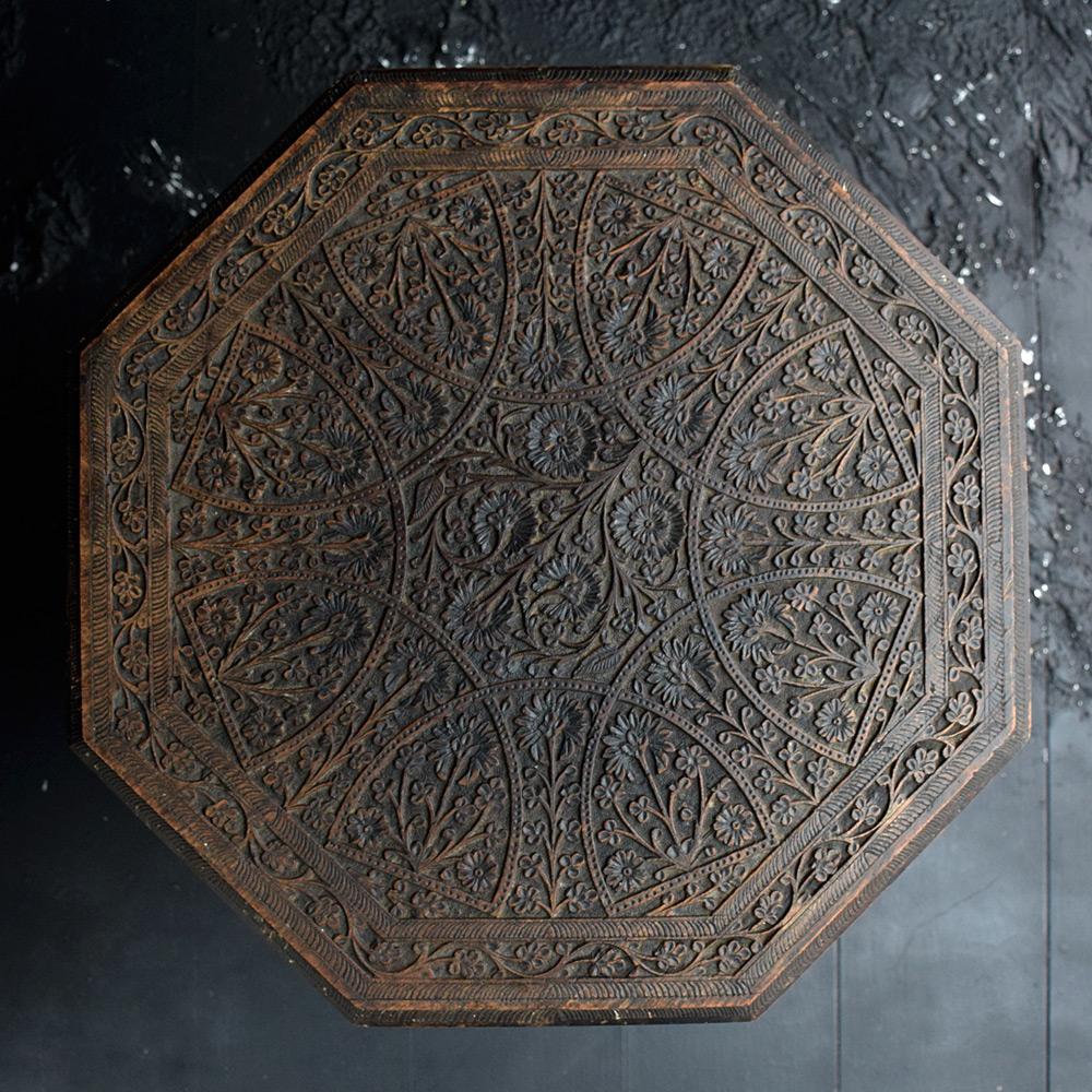 Late Victorian Early 20th Century Carved Folding Indian Table