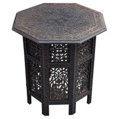 Early 20th Century Carved Folding Indian Table