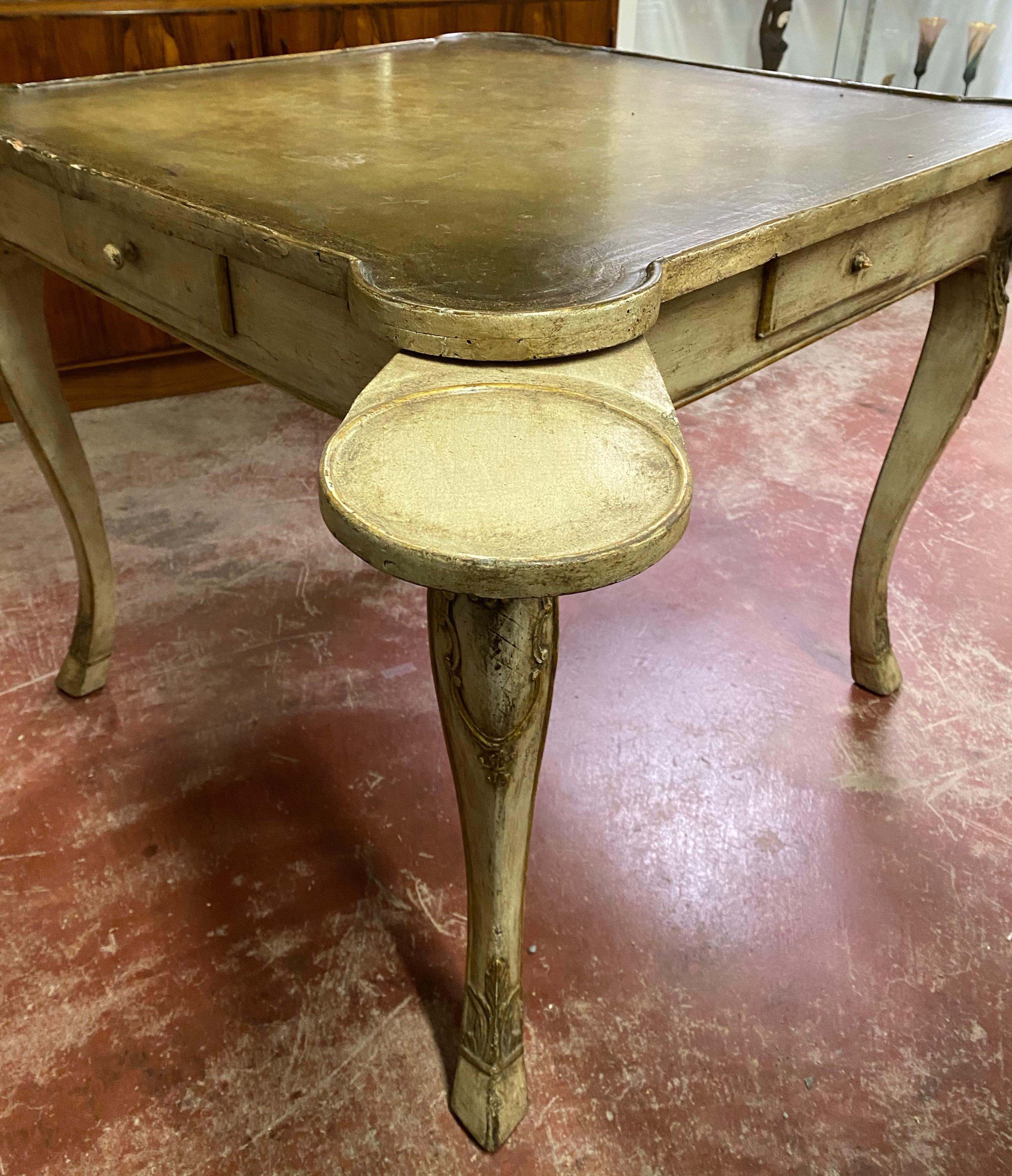 Early 20th Century Carved French Games Table with Leather Top For Sale 5