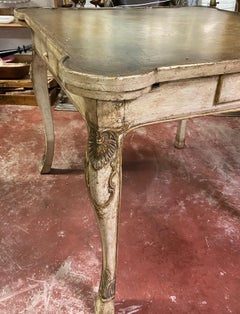 Early 20th Century Carved French Games Table with Leather Top
