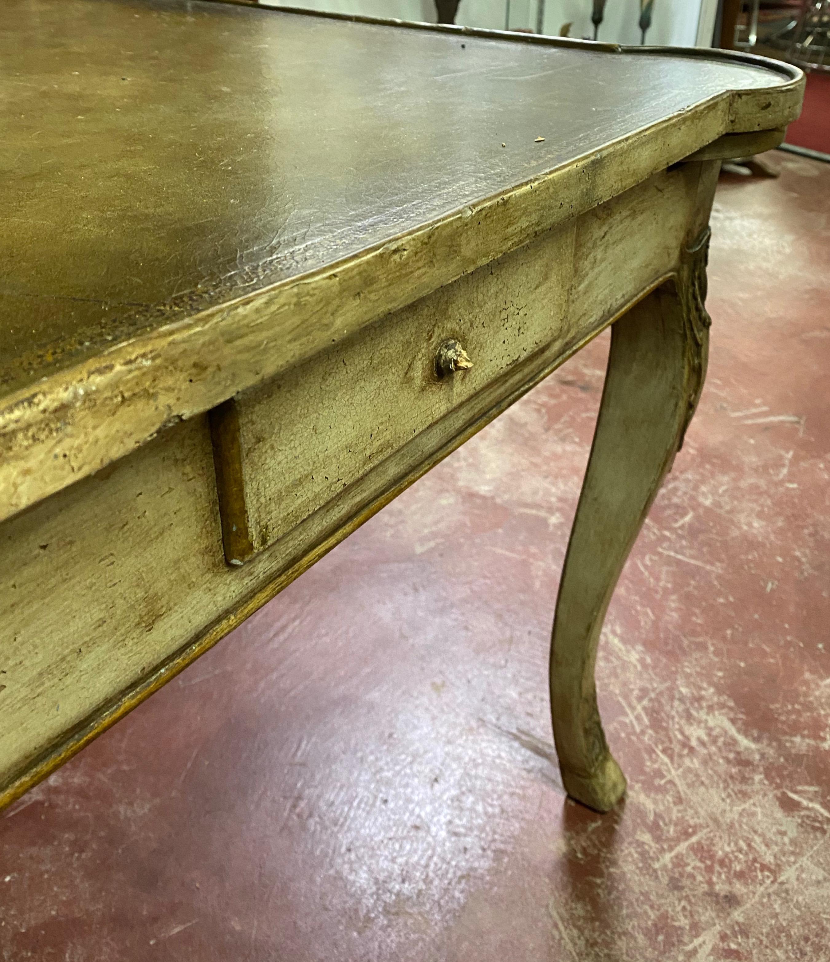 Early 20th Century Carved French Games Table with Leather Top For Sale 3
