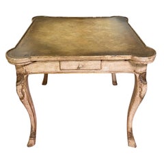 Early 20th Century Carved French Games Table with Leather Top