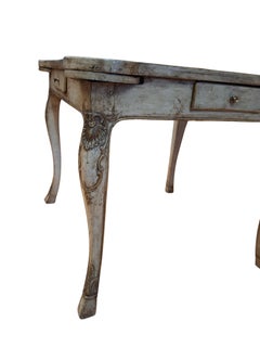 Early 20th Century Carved French Games Table with Leather Top