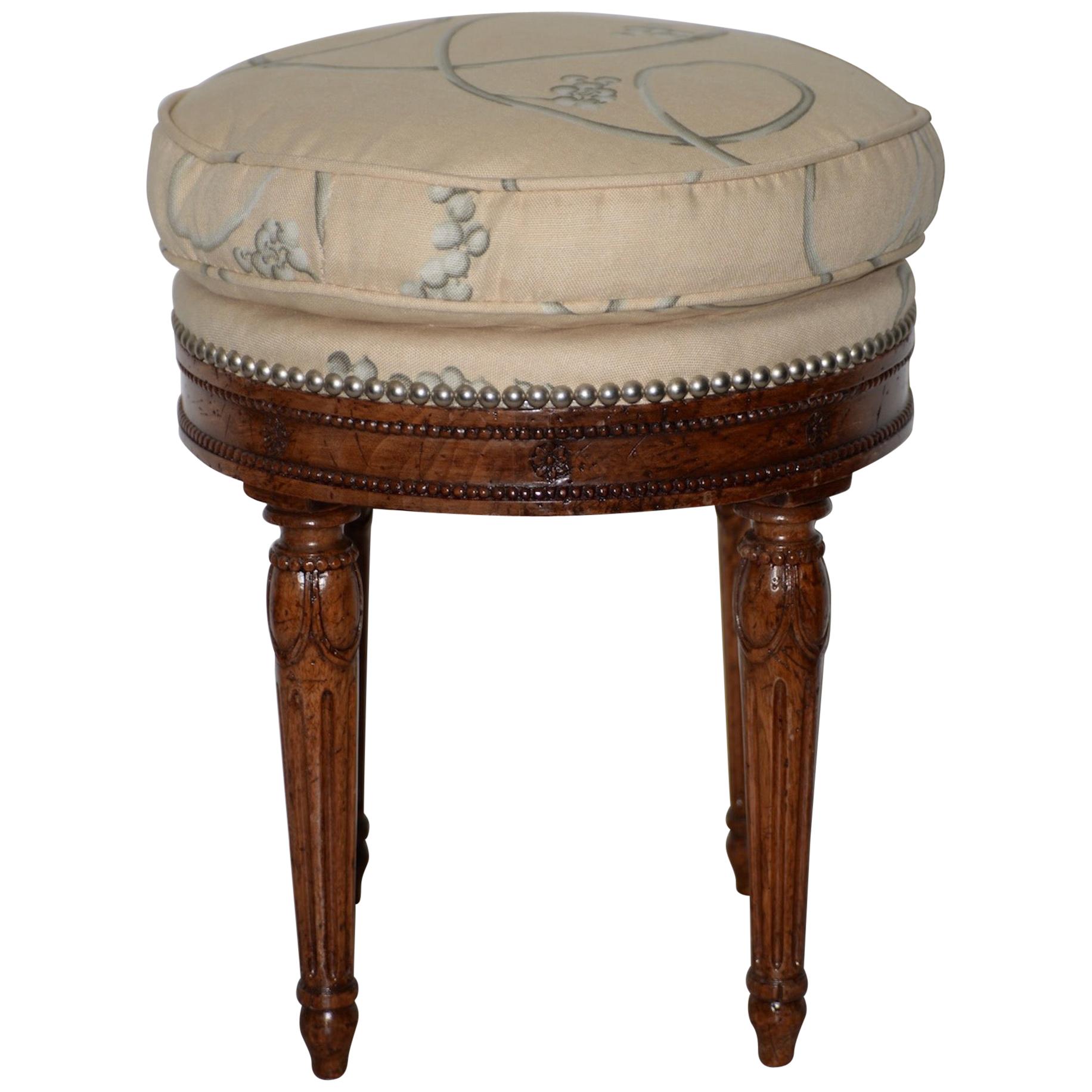 Early 20th Century Carved French Walnut Round Seat
