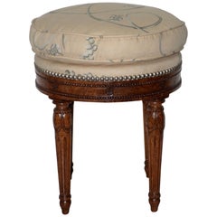 Early 20th Century Carved French Walnut Round Seat