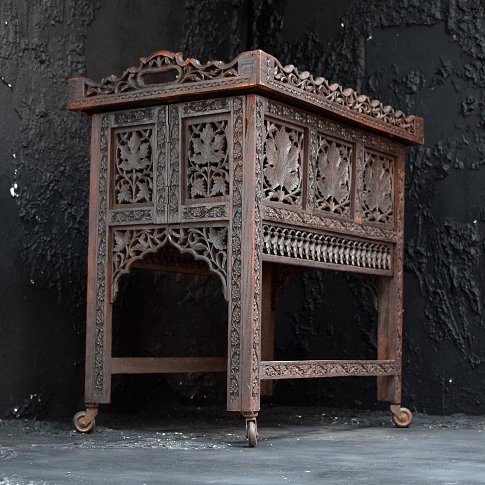 Early 20th Century Carved Indian Occasional Tray Table 1