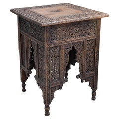 Antique Early 20th Century Carved Indian Table  