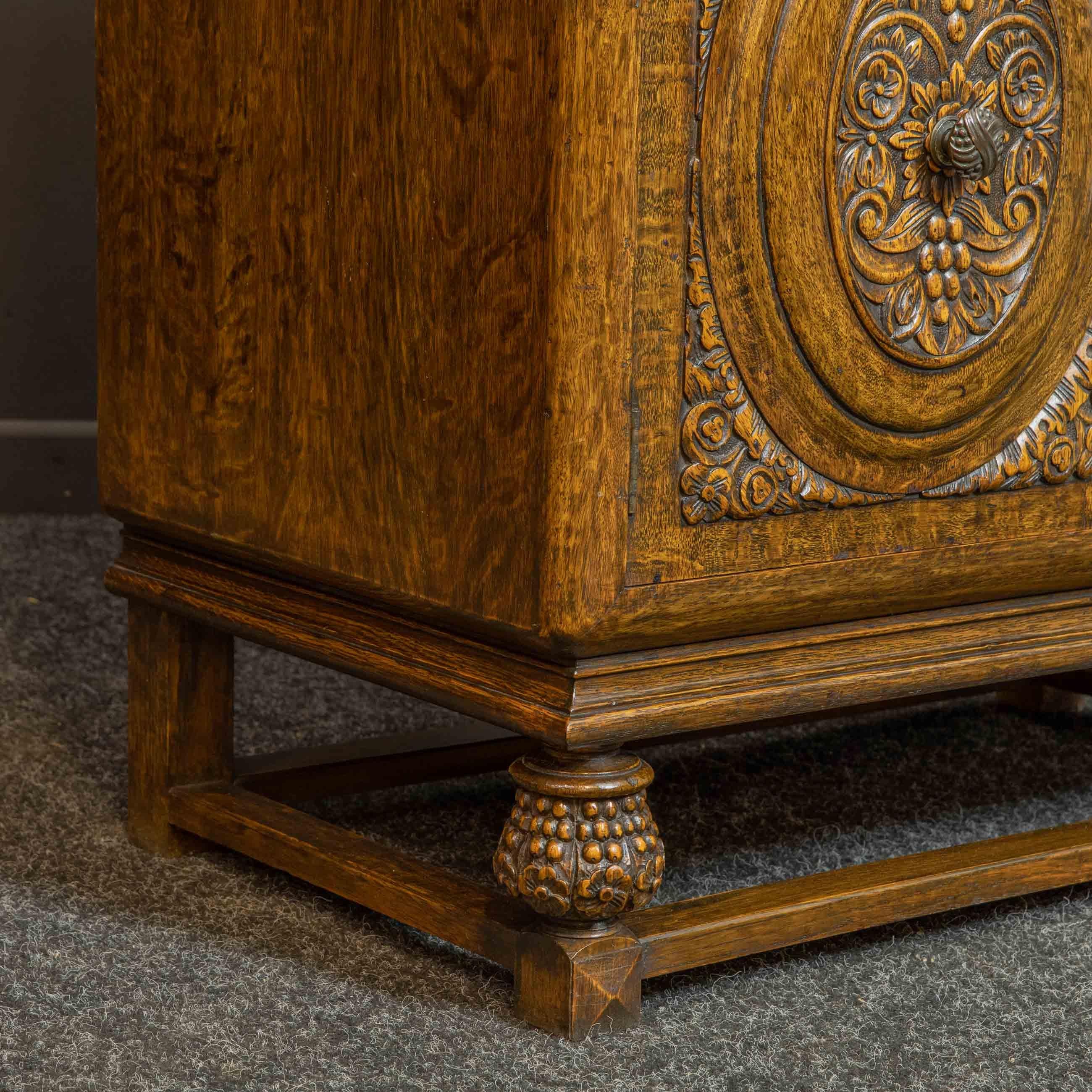 Early 20th Century Carved Oak Bureau For Sale 9