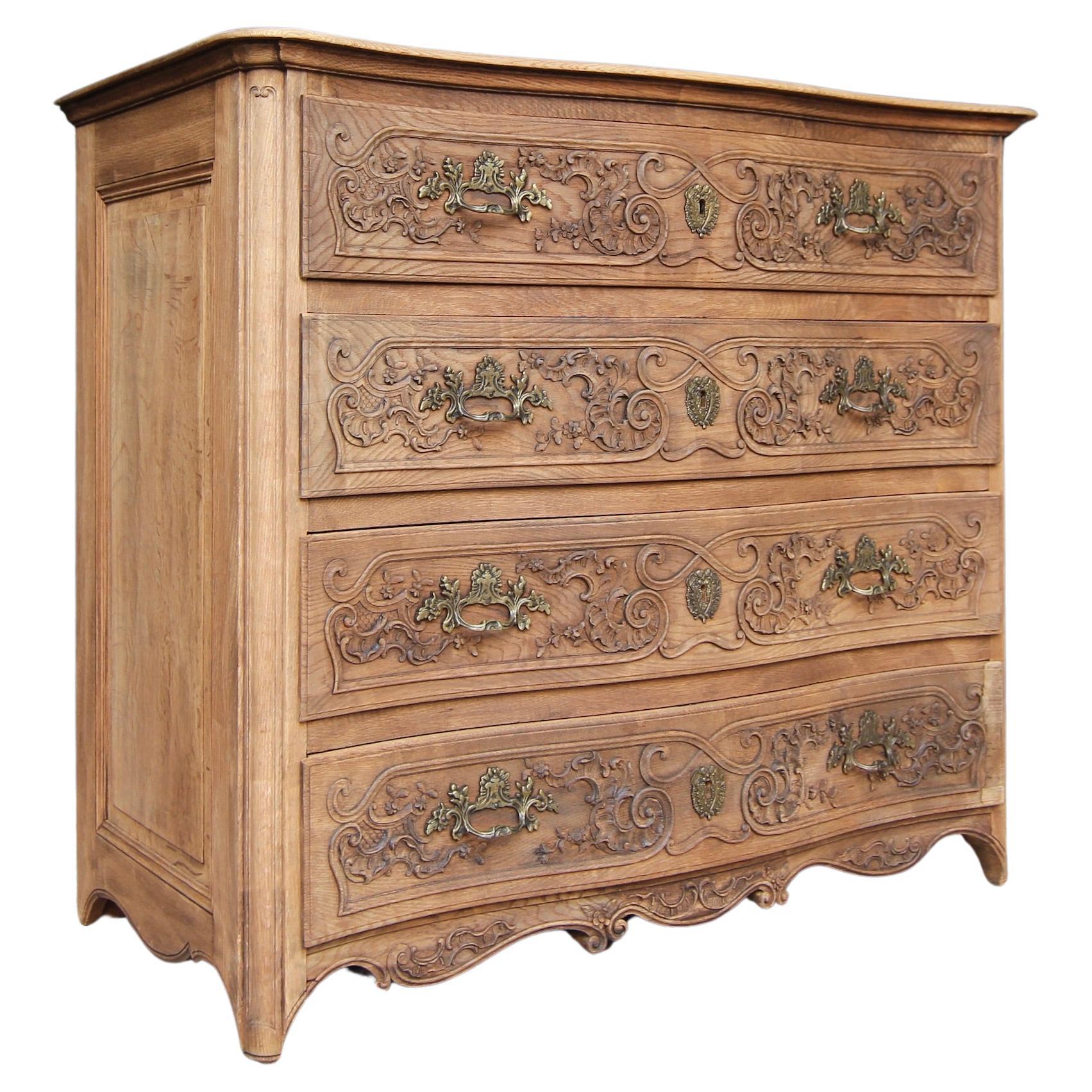 Early 20th Century Carved Oak Chest of Drawers For Sale