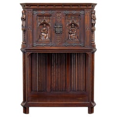 Early 20th Century carved oak renaissance revival cupboard