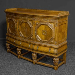 Early 20th Century Carved Oak Side Cupboard