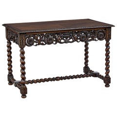 Early 20th Century Carved Oak Side Table by Waring & Gillow
