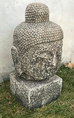 Early 20th Century Carved Stone Buddha Head