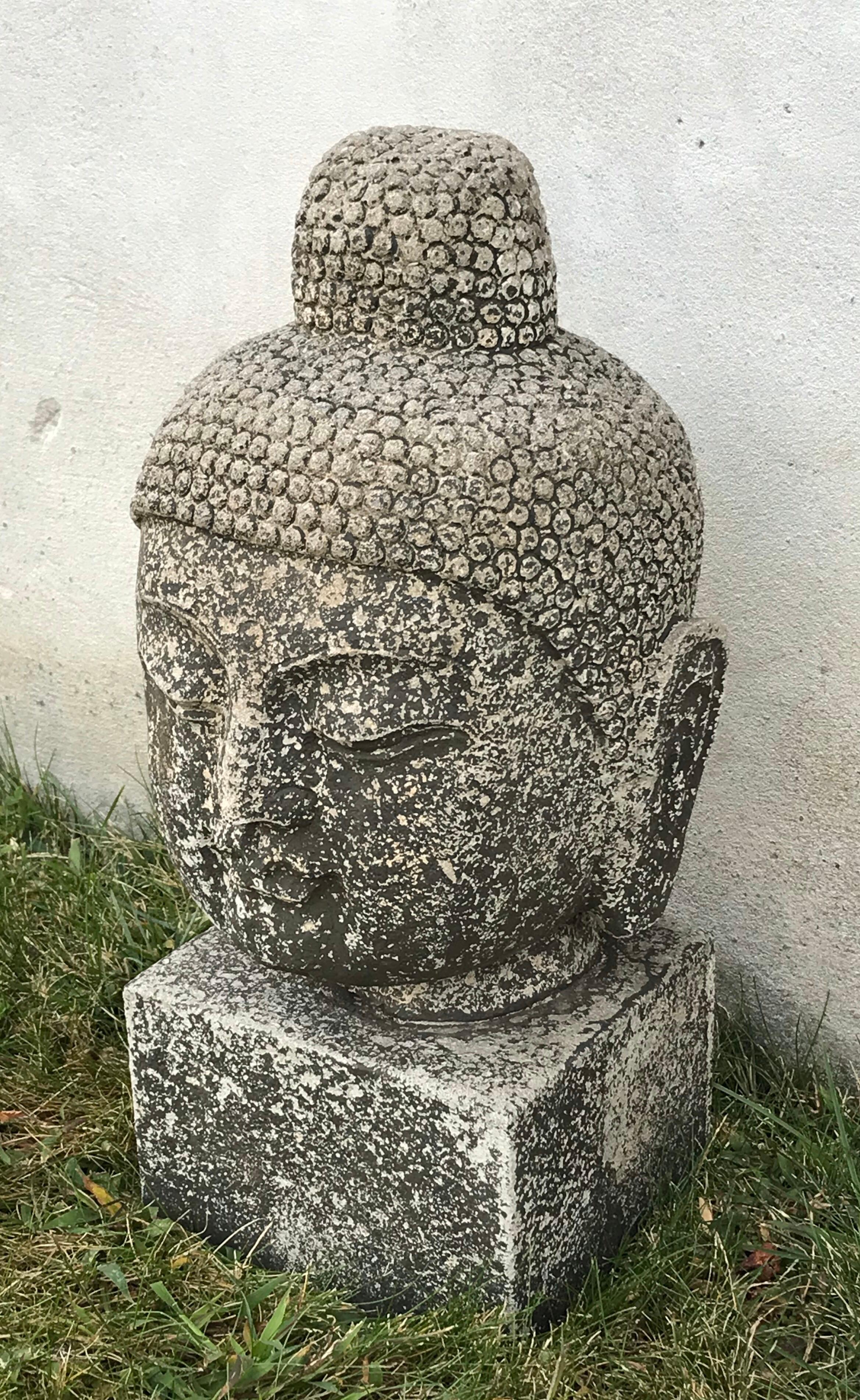 Ming Early 20th Century Carved Stone Buddha Head